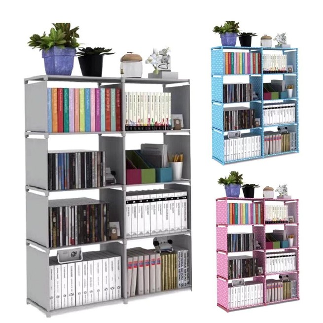 Book Shelf 8Tube DIY BookShelf Double Storage Rack Storey Simple ...