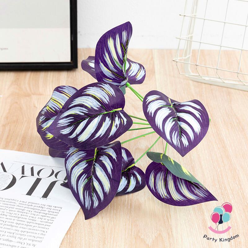 32PCS Artificial Leaves Fake Plants Green Fake Flowers Monstera Bouquet