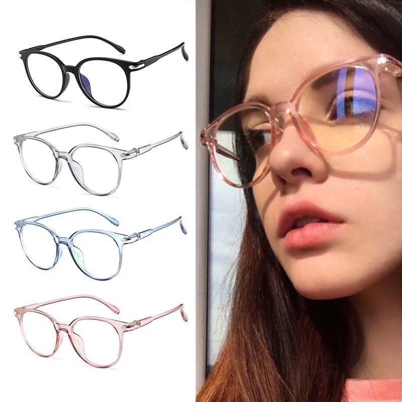 Women Round Anti Blue Glasses Anti radiation Eyeglasses Computer Anti Radiation Replaceable Shopee Philippines