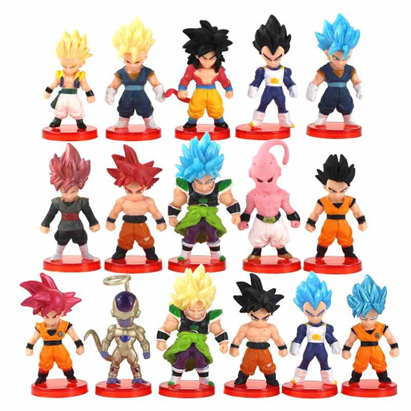 16Pcs/Set Anime Dragon Ball Z Super Saiyan Son Goku Vegeta Gold Frieza ...
