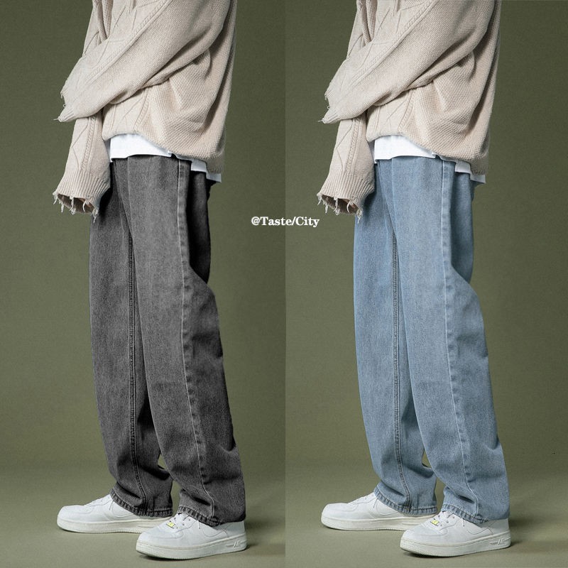 Jeans For Men Fashion Casual Plus Size Loose Elastic Waist Street Wide Leg  Trousers Pants