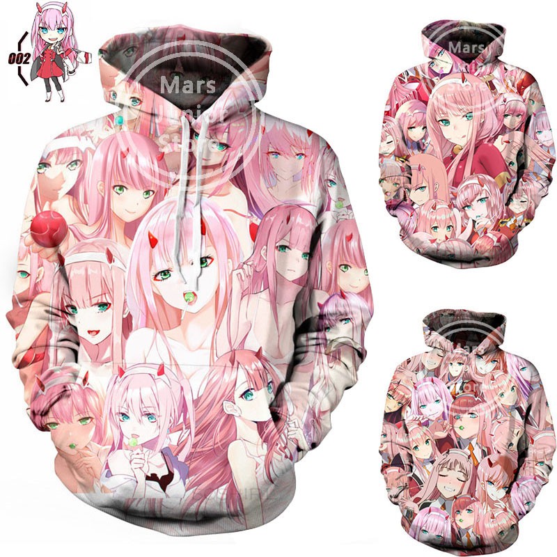 Men Outwear Boy Anime DARLING in the FRANXX CODE 002 ZERO TWO Ahegao 3D Long Sleeve Pullover Hoodies Shopee Philippines