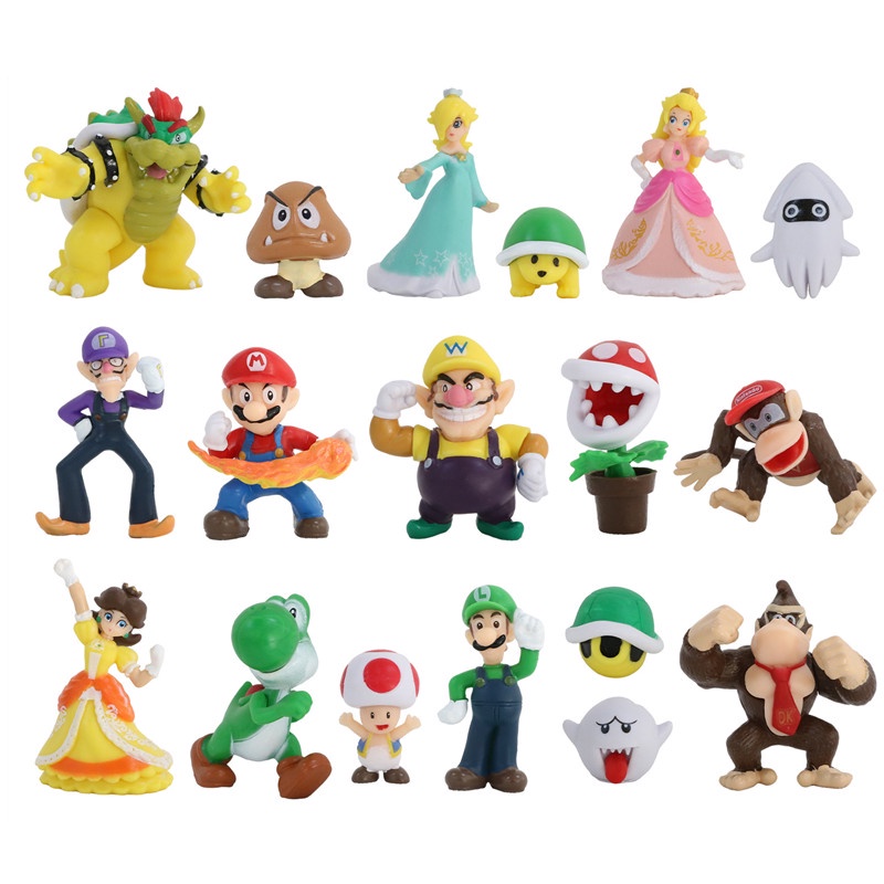 18pcs Super Mario Bros Action Toys Dolls Mario Luigi Yoshi Tode Figure ...