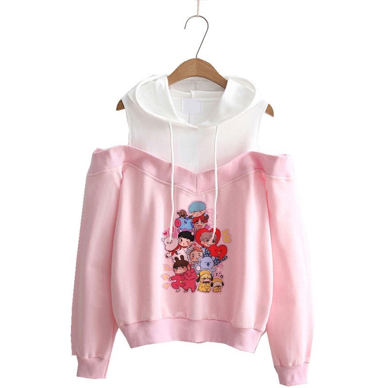 Clothing bt21 women bts off shoulder Strapless cartoon 2019 Shopee Philippines