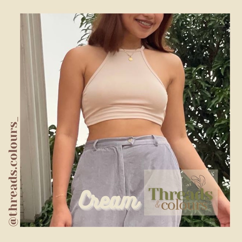 Threads & Colours | RIA | Backless Knitted Halter Top | Shopee Philippines