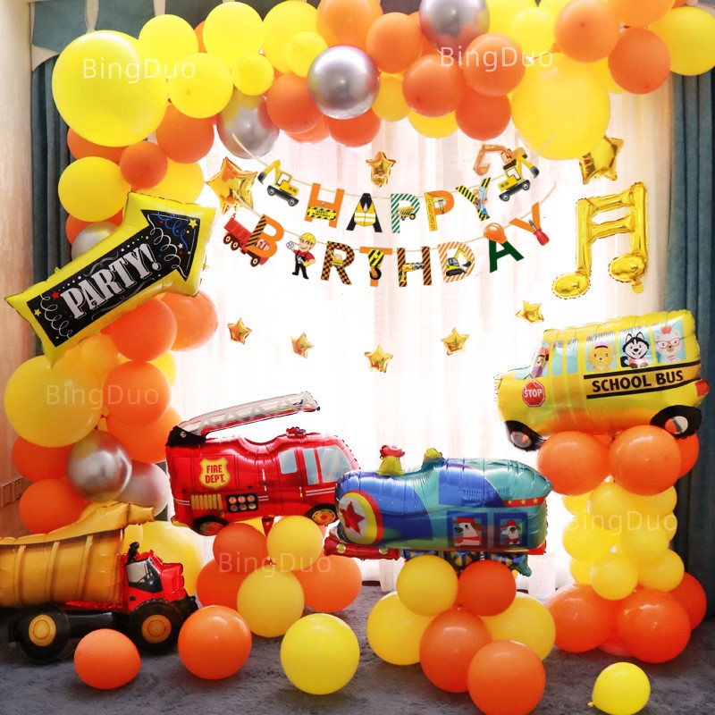 Construction Theme Engineering Vehicle Excavator Balloon Combination ...