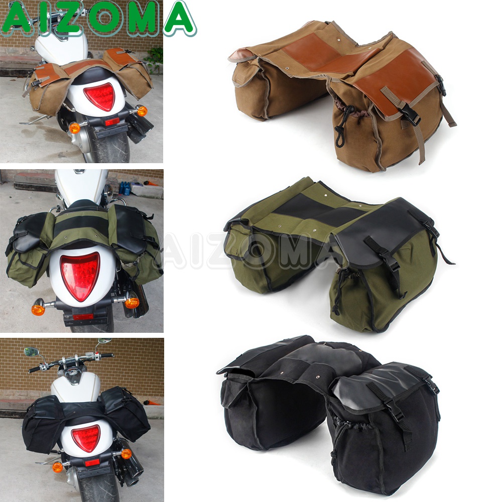 Refit 3540L Motorcycle Side Bag Universal Touring Motorcycle Canvas Leather Bag Knight