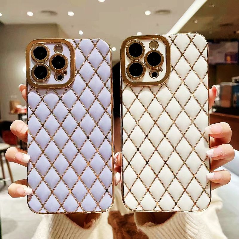 Gold Edge with Lattice Pattern case OPP0 A3s/A12e/A5s/A15s/A74/A57/A78 ...