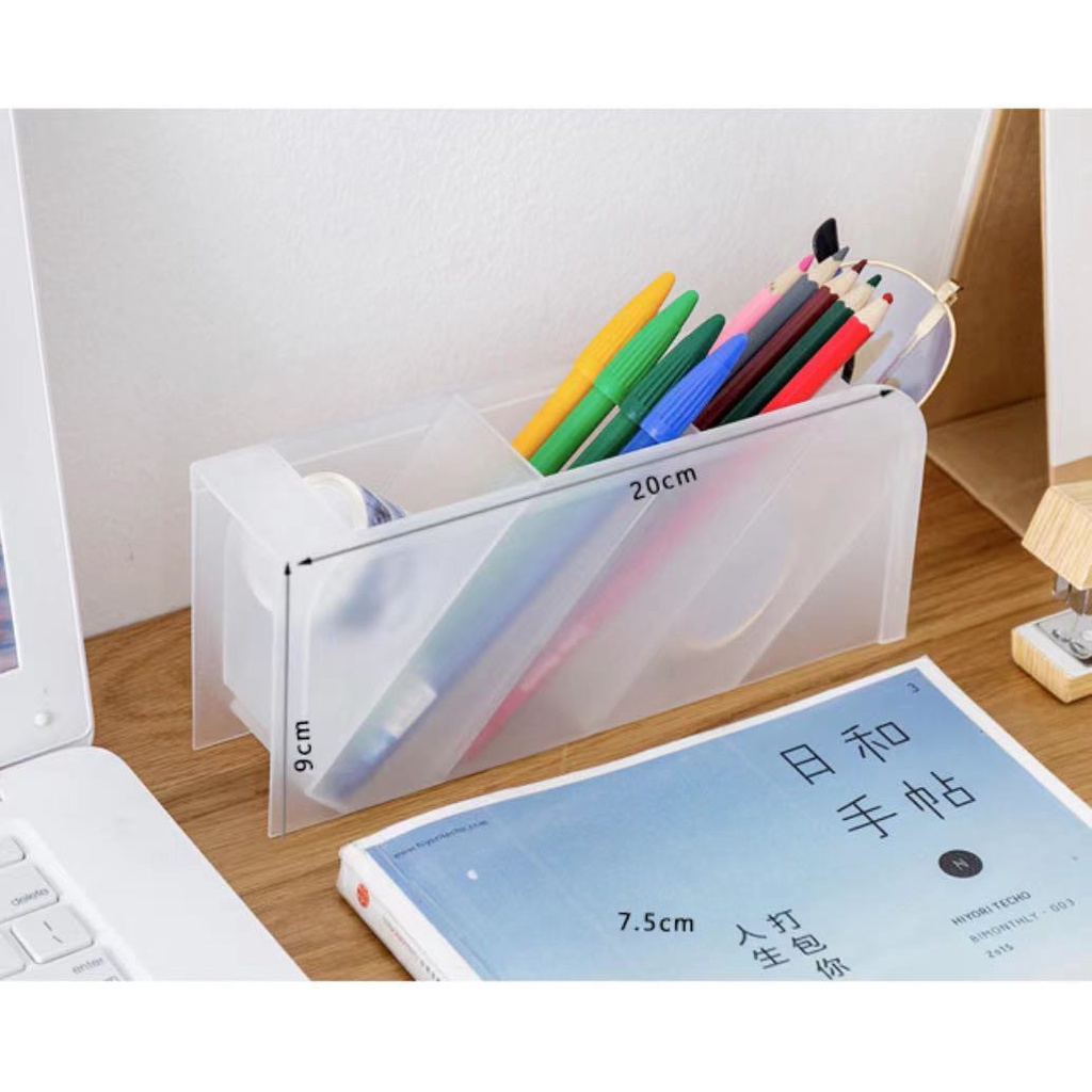 Simple transparent frosted oblique pen holder, finishing storage box ...