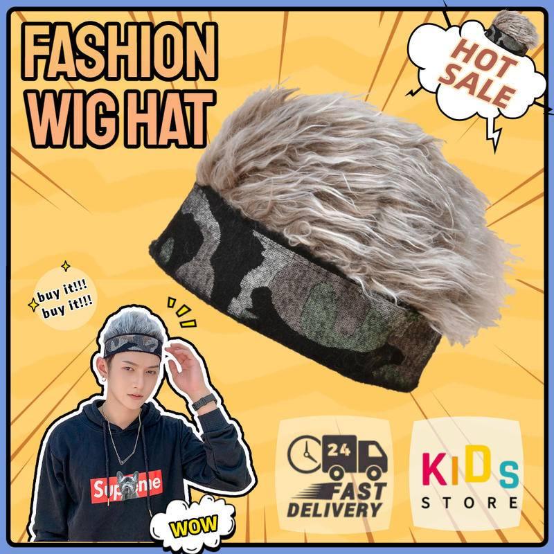 Mens Fashion Wig Cap Hip Hop Caps Cartoon Cosplay Hair Hat Props Hat Funny  Cap Rambut Palsu Lelaki Topi 男士假髮帽
