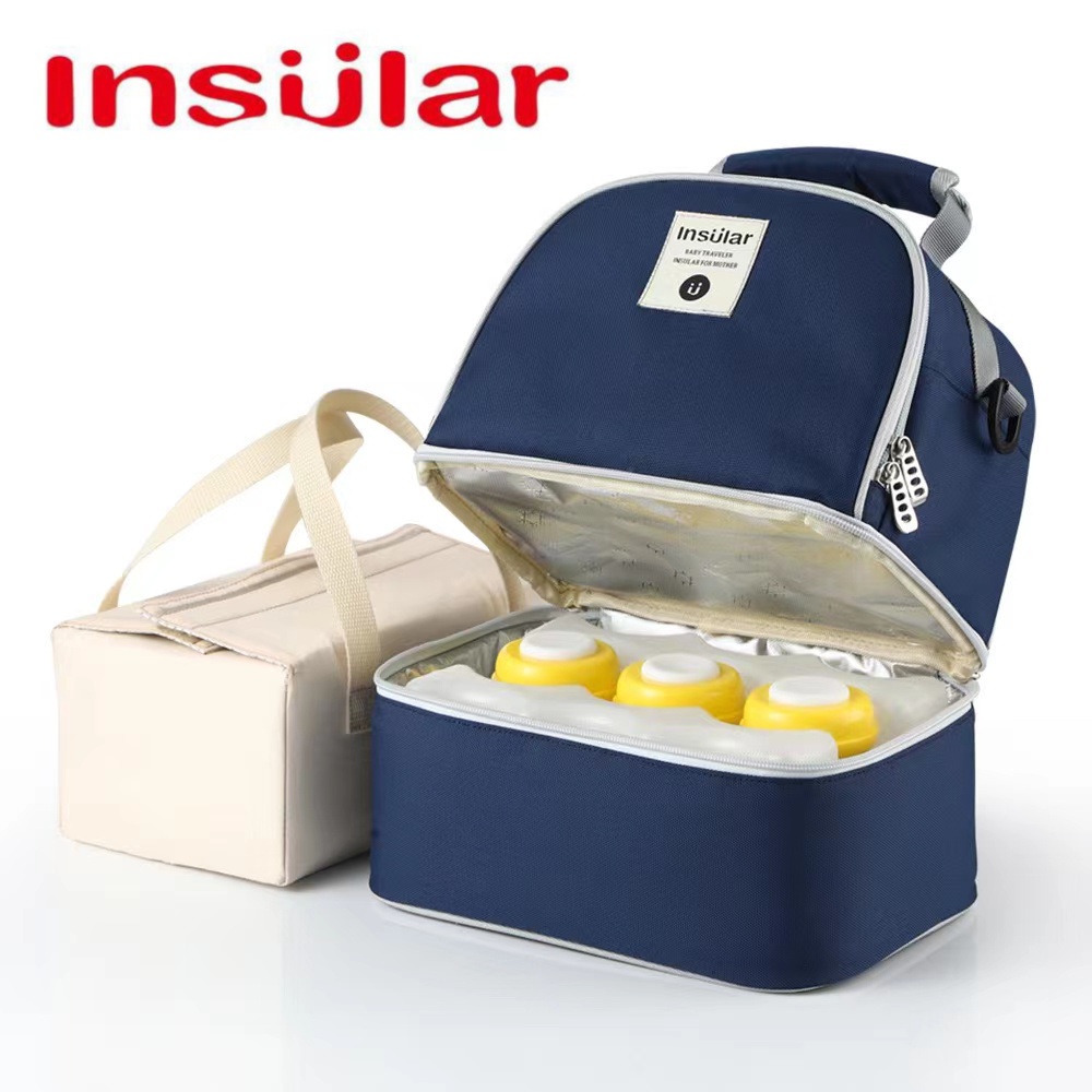 Insular Breastmilk Storage Cooler Bag Insulated Breast Pump With 2 Ice Pack And 3 Bottles