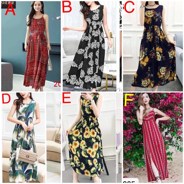 Floral maxi dress top shopee