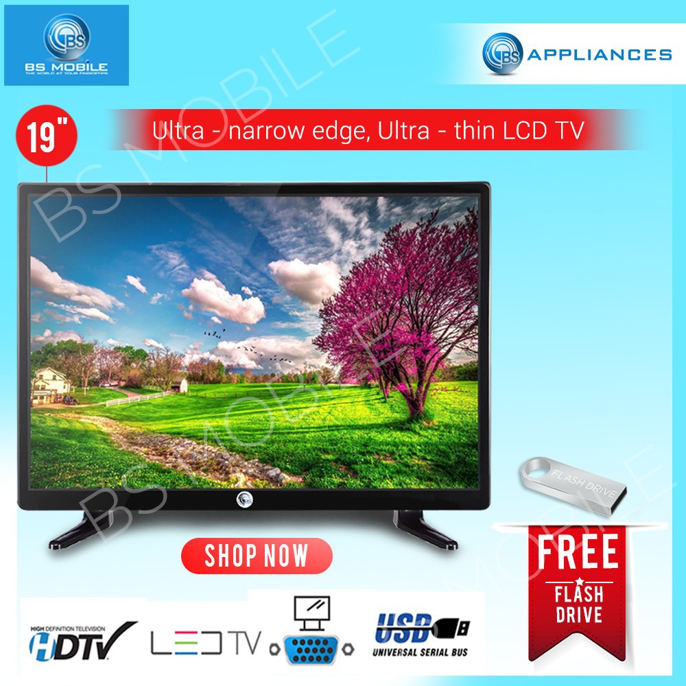 BS Appliances 19" Slim Full HD LED TV with Free USB Flash Drive