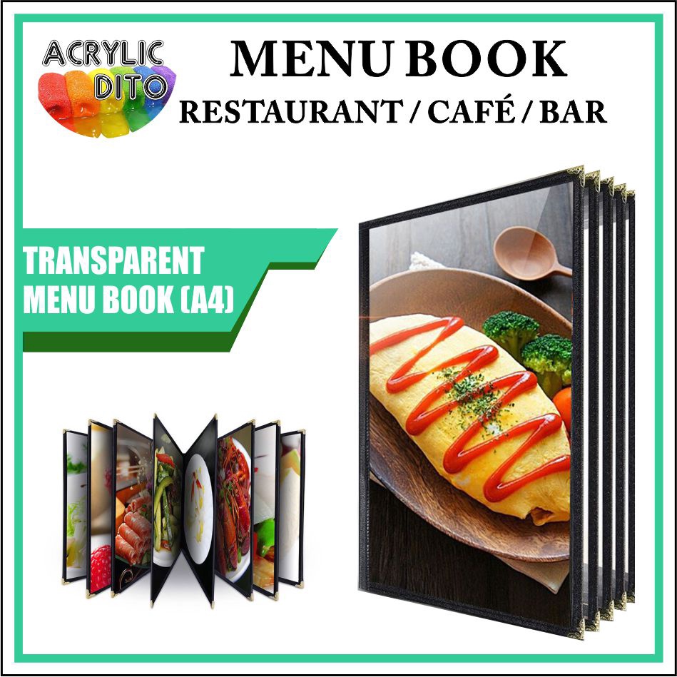 Menu Cover Cook Book Transparent Holder 1/2/3/4/6 Page A4 Size ...