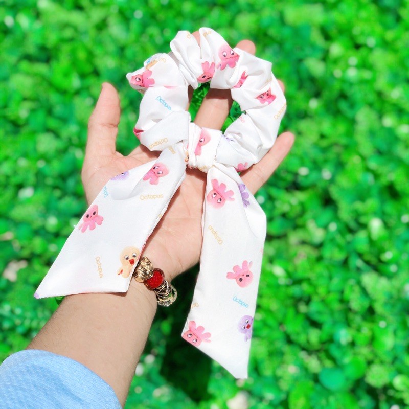 SCRUNCHIES long rabbit ear bow hair tie is super hot | Shopee Philippines