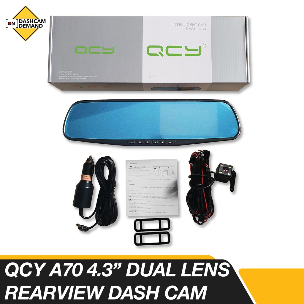 QCY A70 4.3 Inch Dual Lens Rearview Mirror Dash Cam Shopee Philippines
