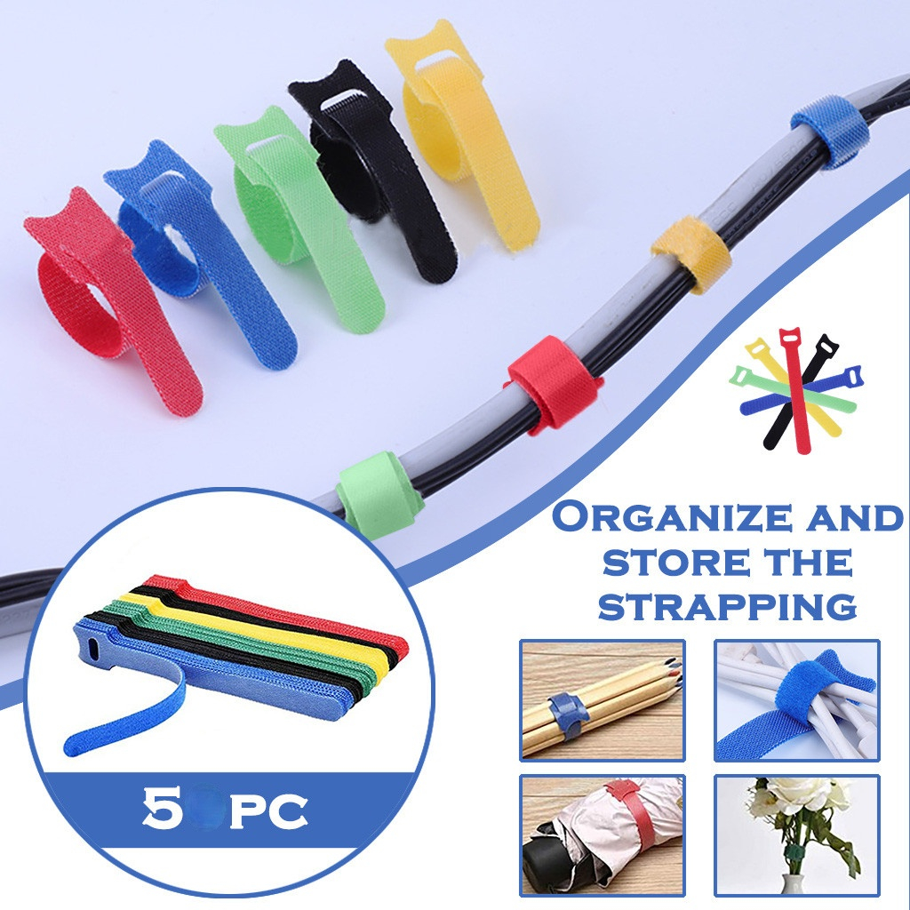 Cord Hider 5pcs Adhesive Reusable Cable Tie Cord Management For