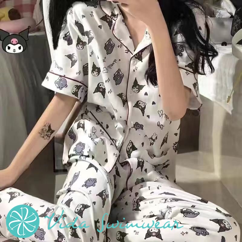 Korean Pajama Women Homewear Lapel Suit Sleepwear Lounge Wear Terno ...