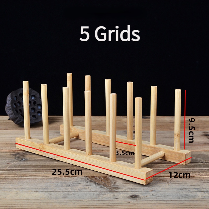 8 grids Bamboo Wooden shop book dish Mugs cup bowl plate Display Drain ...