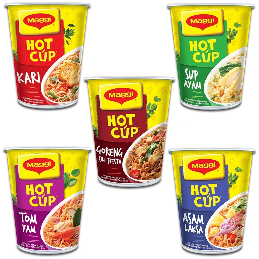 Vu Maggi Hot Cup Goreng Cili Exp Aug Tom Yam Curry Kari Kaw Mee