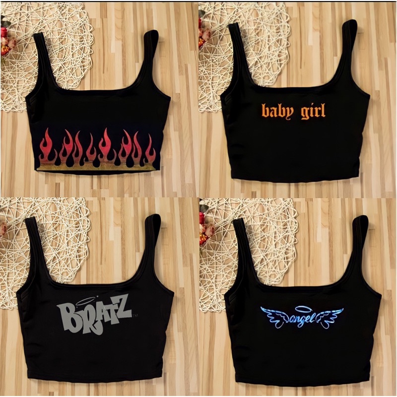 BLACK SANDO CROP TOP FOR GIRL