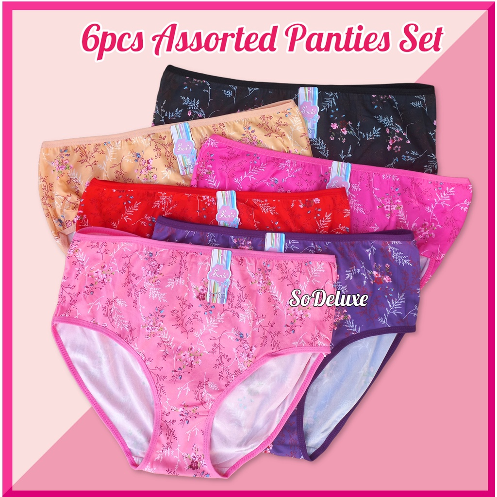 6pcs Plus Size Panties Assorted Printscolors Per Pack Cotton Pluz Size Shopee Philippines 3907