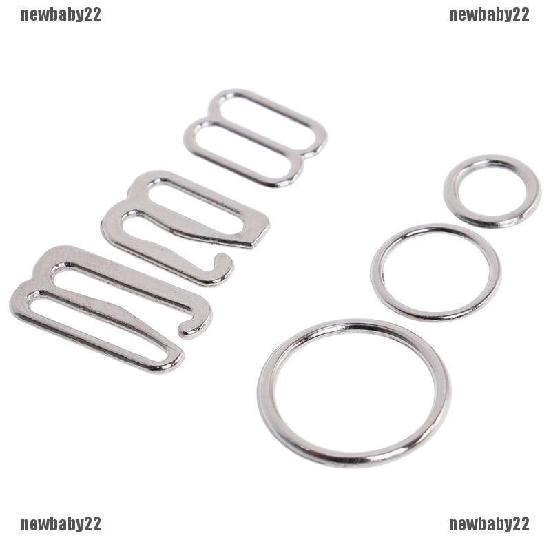 NBY❤❤100 Silver metal bra strap adjuster slider/hooks/o ri