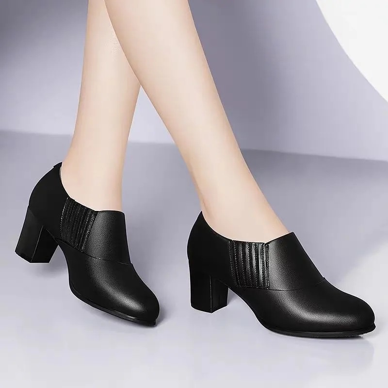 Women Classic Pointed Toe Black Pu Leather Office High Heel Boots Lady Cool  Sweet Comfort Boots A9012