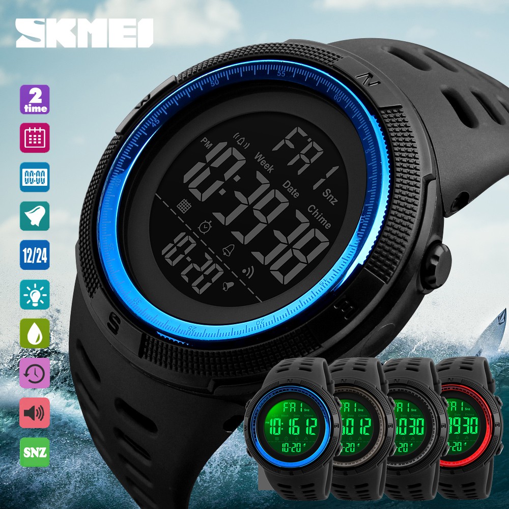 Free Shipping 10 Cashback SKMEI 1251 Fashion Men Watch DoubleTime Sport Casual Digital 50m Waterproof Shopee Philippines