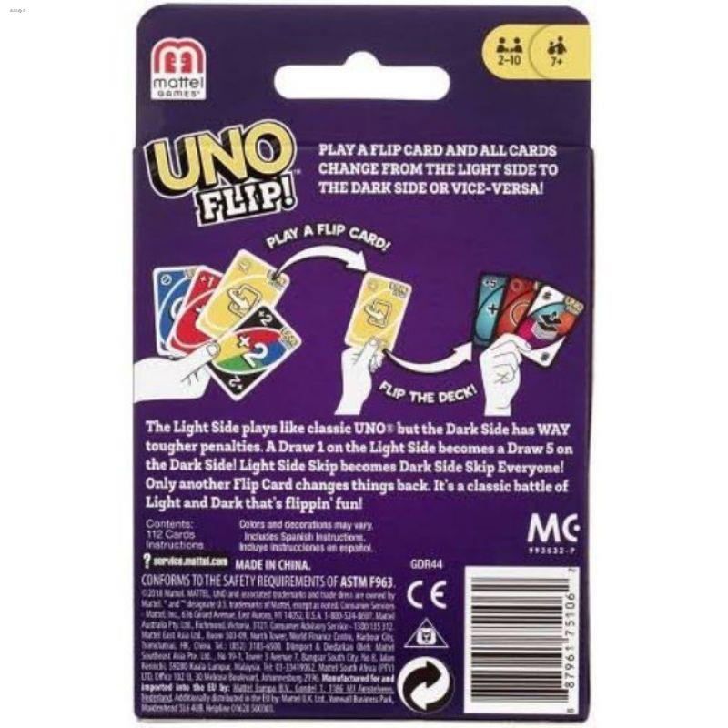 Mattel, UNO Flip, 112 Cards, Ages 7 and Older, 2 to 10 Players, Mardel