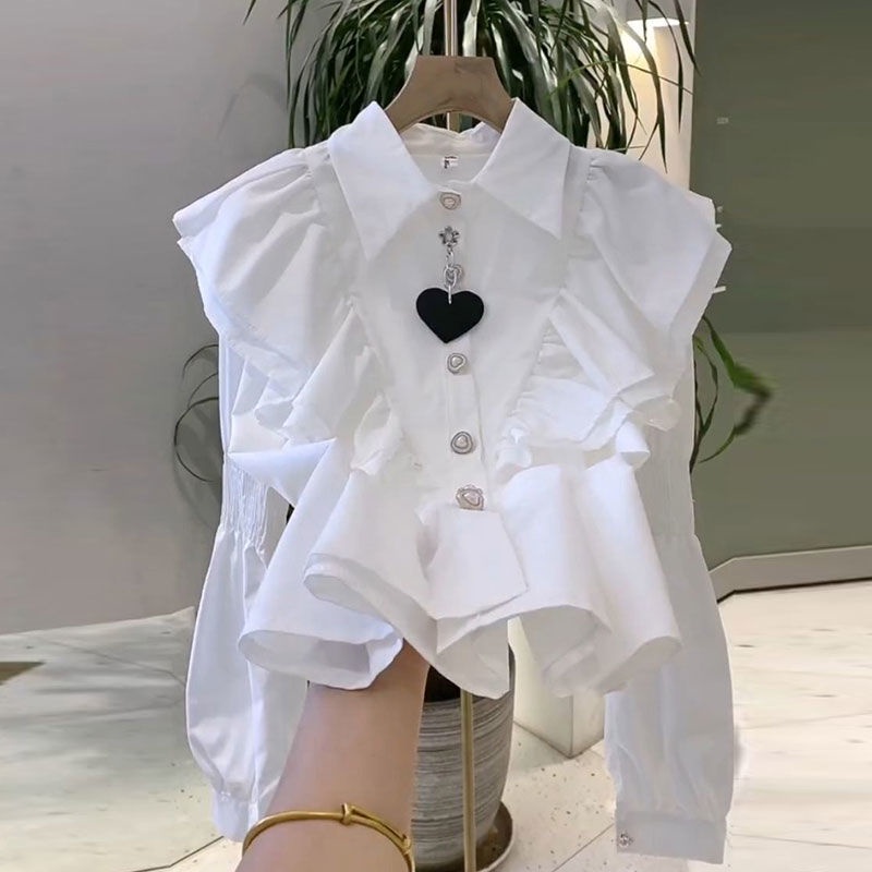 Flounce Tunic Shirt, White