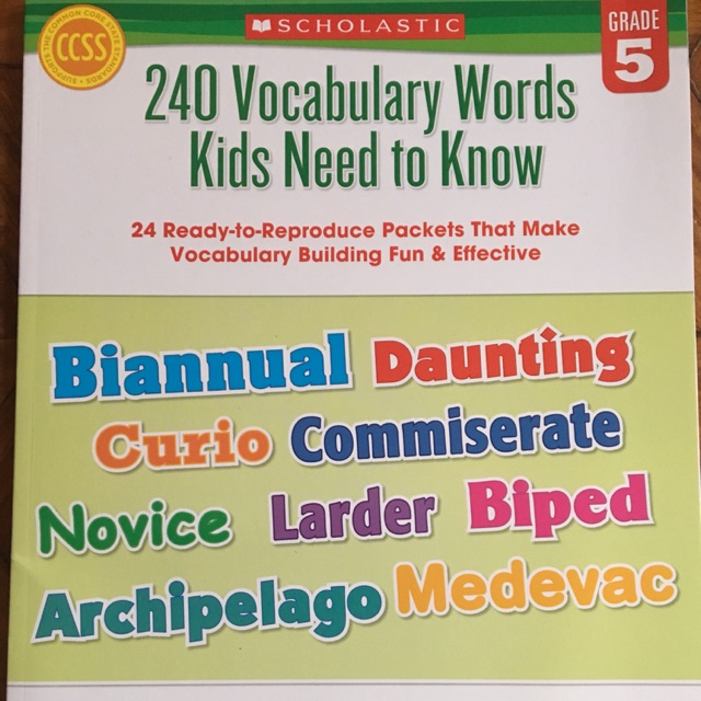 240 Vocabulary Words Kids Need to Know Grade 5 / 6 Workbook | Shopee ...