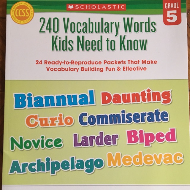 240 Vocabulary Words Kids Need To Know Grade 5 / 6 Workbook | Shopee ...