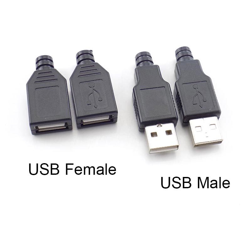 DIY USB Connector 5V 1.5A-2A Type A Female Male USB 2.0 Plug 4 Pin ...