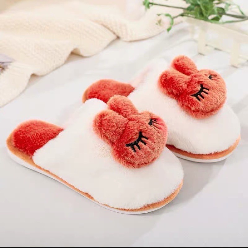 Cute Rabbit Head Couple Slipper Thick-soled Non-slip Indoor Korean Warm ...