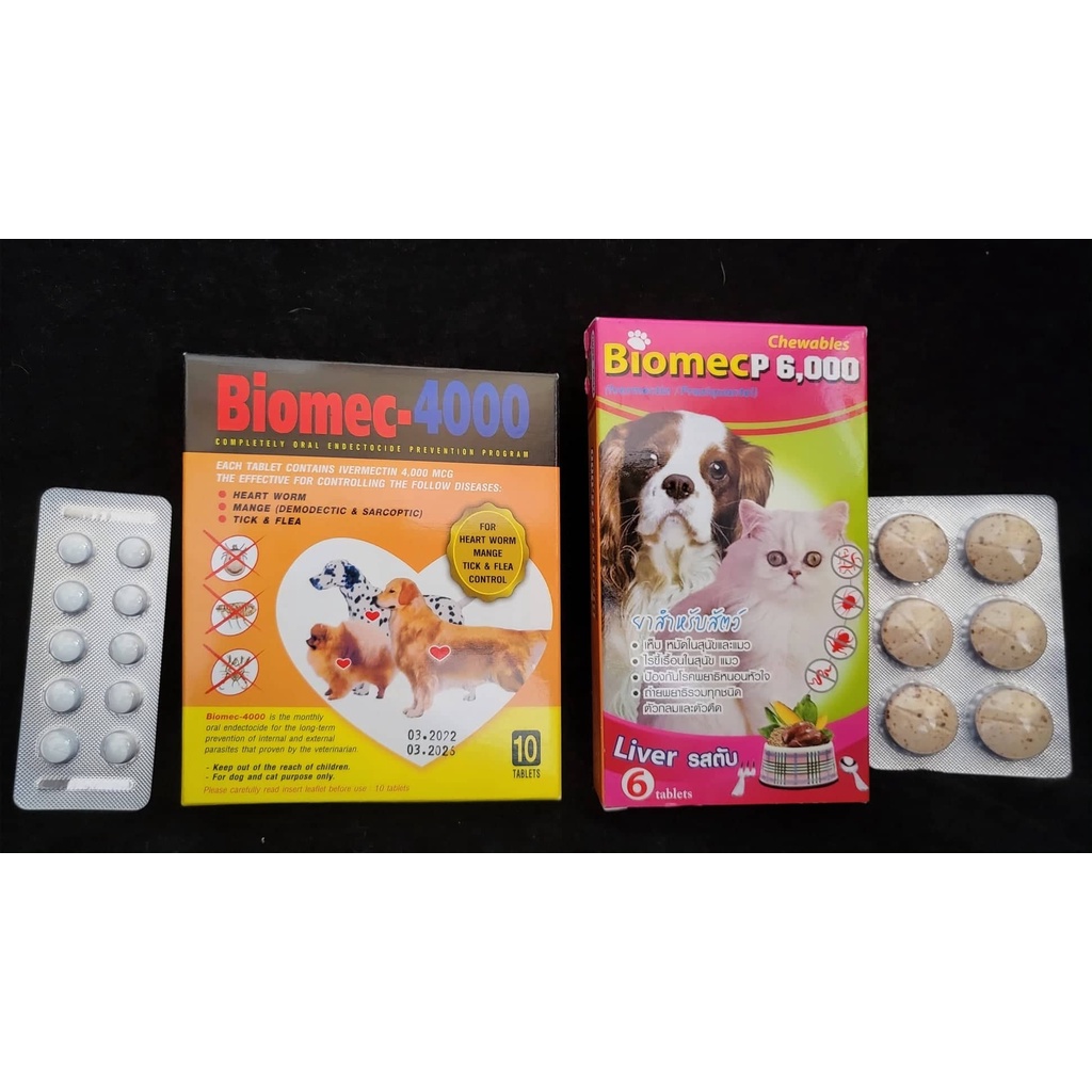 BIOMEC 4000 & 6000 ANTI TICK,FLEA,HEART WORM AND MANGE 1TABLET | Shopee ...