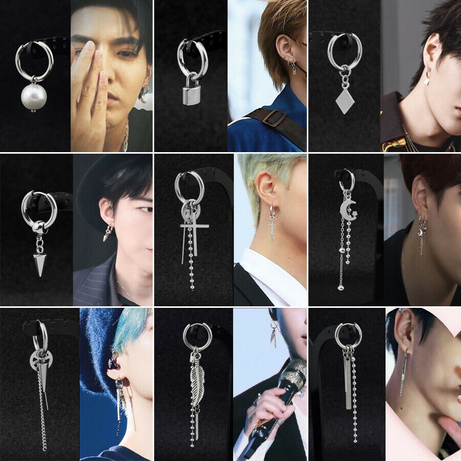 Korean Fashion Single Steel Color Chain Tassel Long Hip hop Punk Men ...