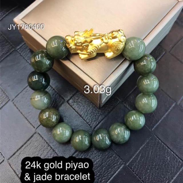24k gold piyao & jade lucky charm bracelet Shopee Philippines