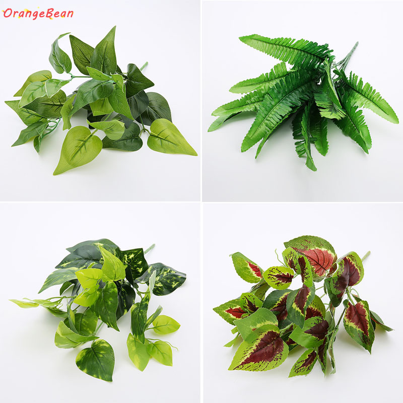 Artificial Green Plants Leaves For Wedding Home Decoration Fake Pu