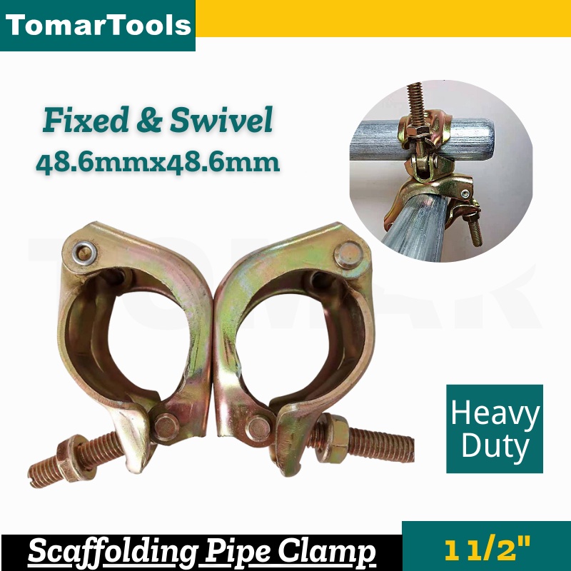 Scaffolding Pipe Clamp Swivel & Fixed Clamp 1 1/2