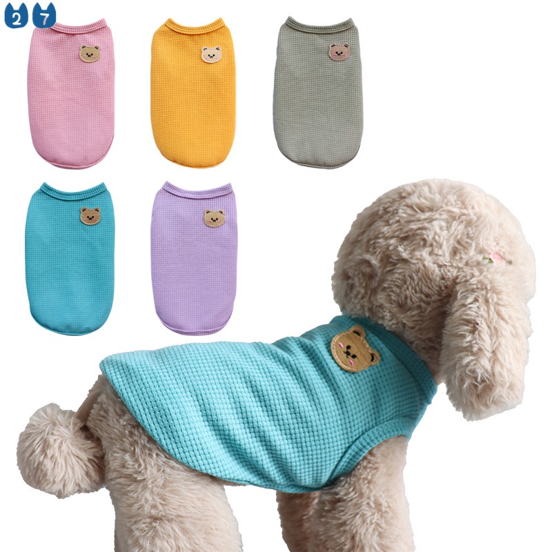 『27Pets』5 Colors Bear Pattern Walf Checks Material Dog Clothes Cat ...