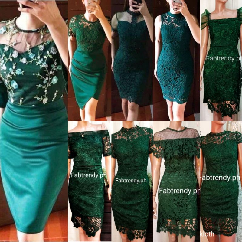 SSK Embroidery Women s Casual Trendy Emerald Green Fashion Dress Shopee Philippines