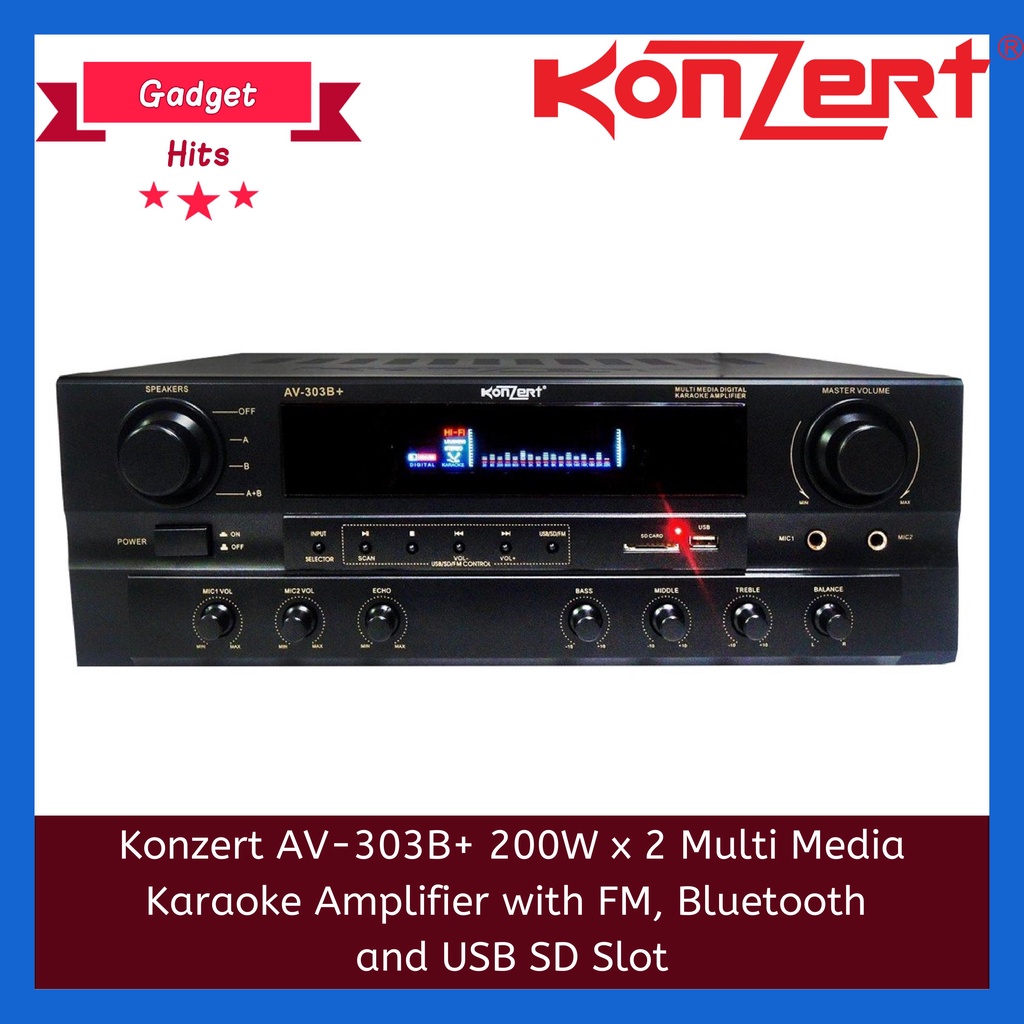 Konzert AV303B+ 200W x 2 Multi Media Karaoke Amplifier with FM