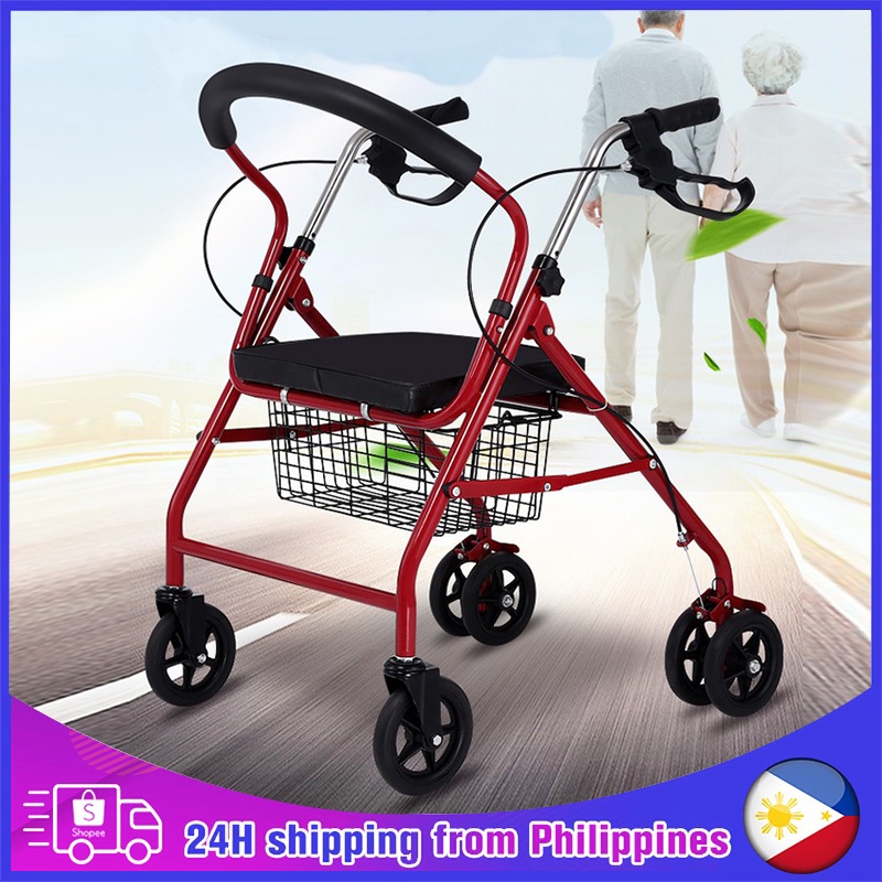 COD Medical Rollator Walker Basket Folded Wheels Foldable Foot Rest