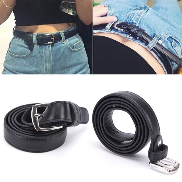 Korean Fashion Women Belts Leather Metal Buckle Waist Belt | Shopee ...