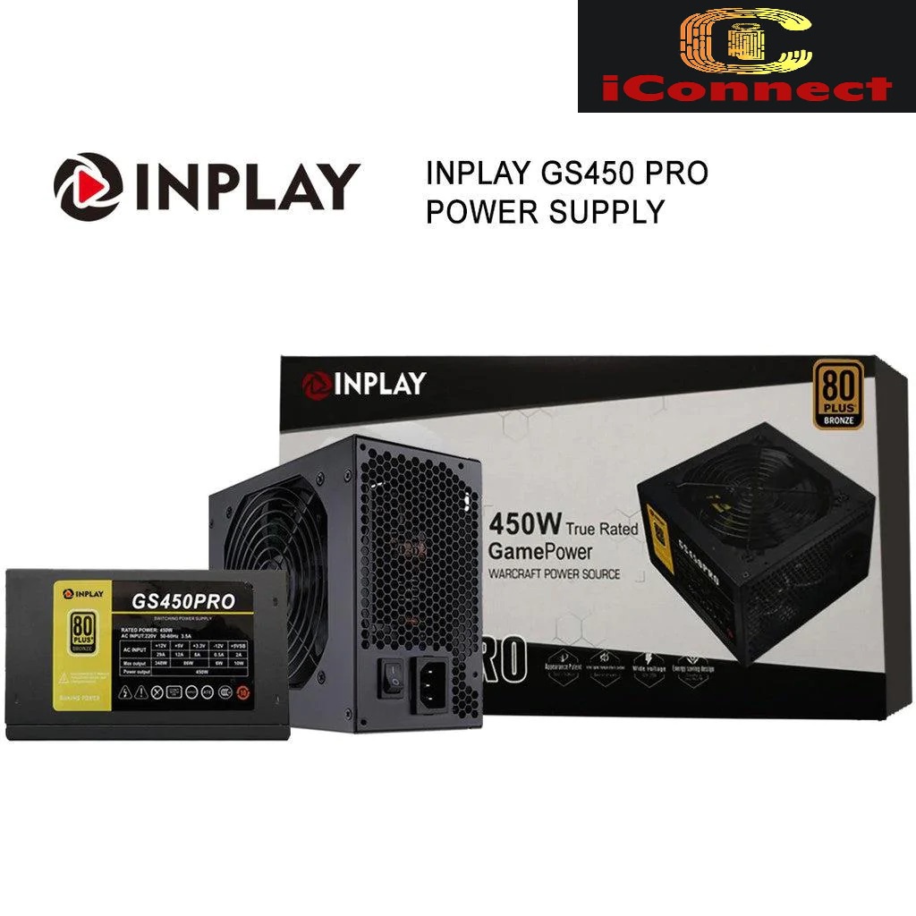 Inplay GS Series GS450PRO 450W True Rated PSU Power Supply 80 Plus