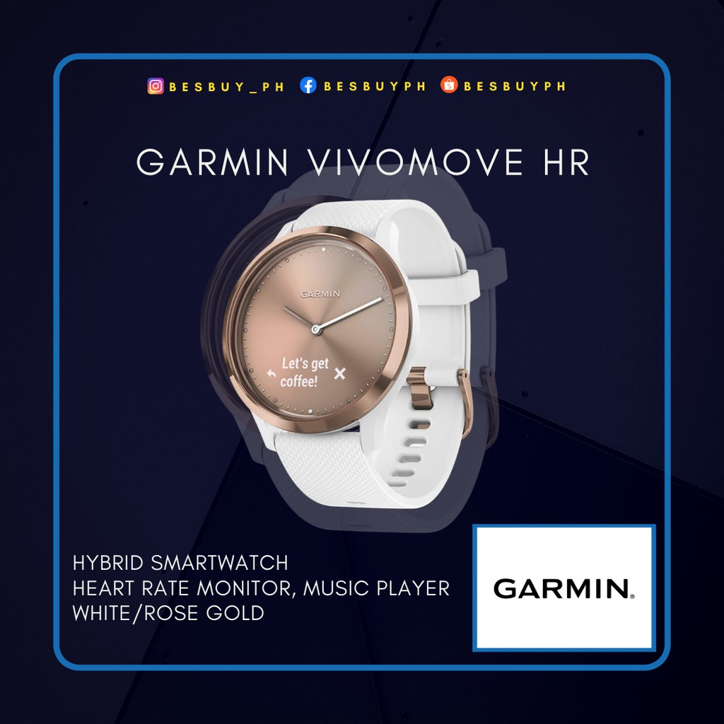 Garmin vivomove HR, Hybrid Smartwatch for Men and Women, White/Rose Gold