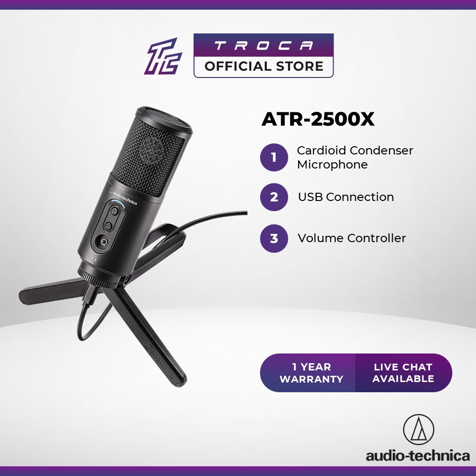 Audio Technica ATR2500X USB Cardioid Condenser Microphone with Stand ...