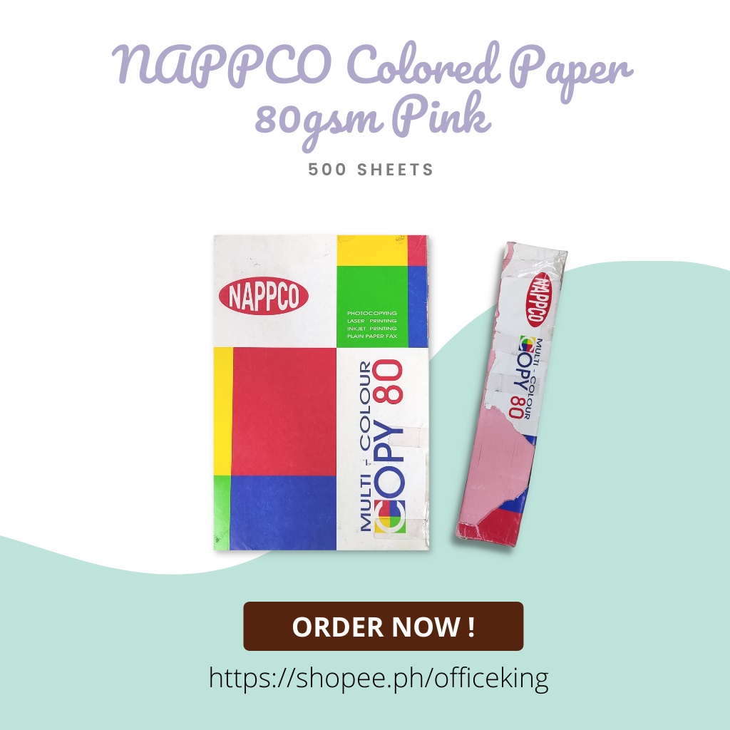 NAPPCO Colored Copy Paper 80gsm Pink | Shopee Philippines