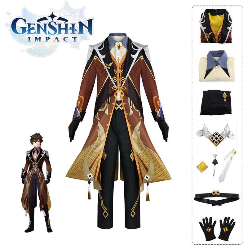 Zhongli Costumes Anime Genshin Impact Morax Zhongli Cosplay Costume ...